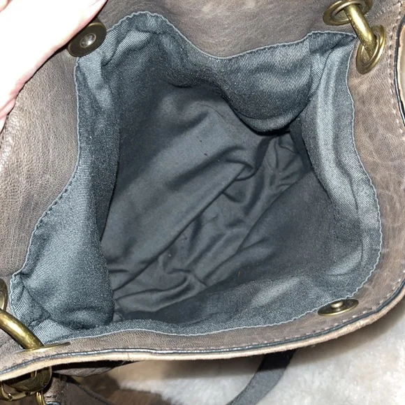 FOSSIL long live vintage grey brown olive distressed flap crossbody bag - Picture 5 of 15